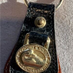 Dooney & Bourke Black and Tan Leather Key Fob